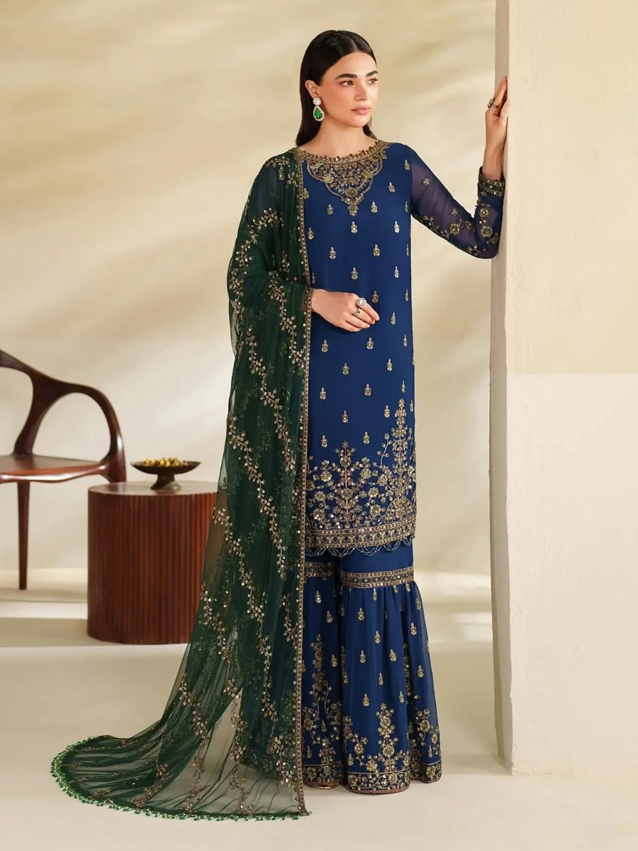 EMBROIDERED PARTY WEAR SUIT 3 PC