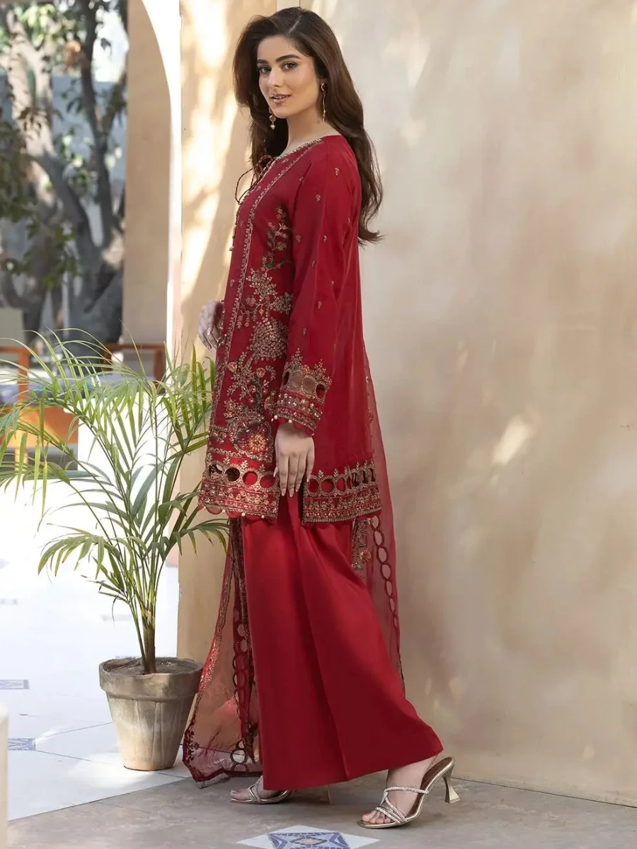 EMBROIDERED ORGANZA PARTY WEAR SUIT 3 PC