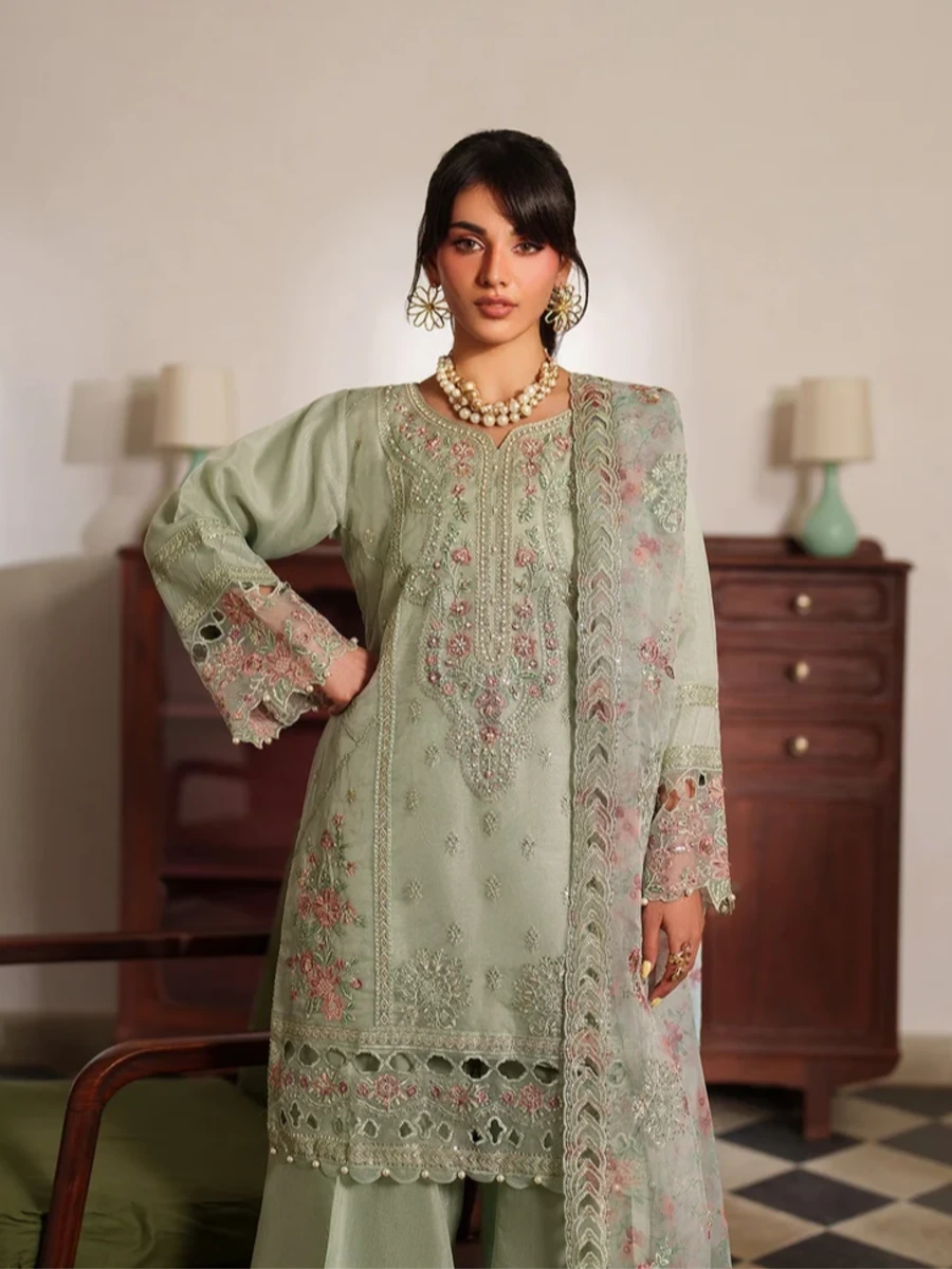 EMBROIDERED ORAGANZA PARTY WEAR SUIT 3 PC
