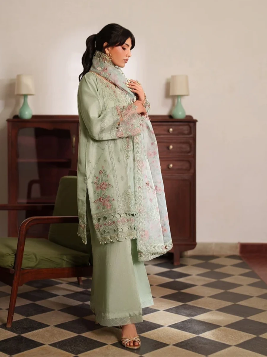 EMBROIDERED ORAGANZA PARTY WEAR SUIT 3 PC