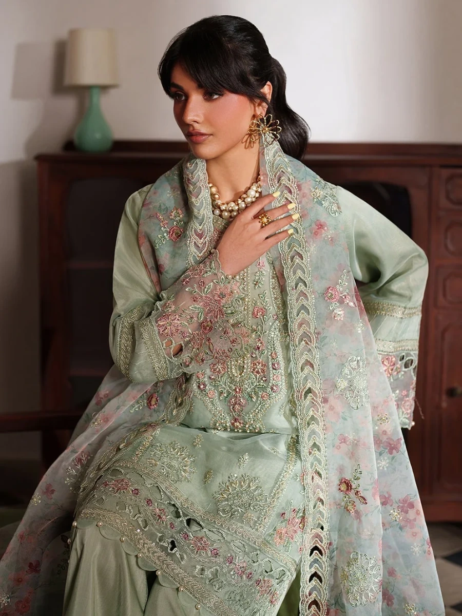 EMBROIDERED ORAGANZA PARTY WEAR SUIT 3 PC