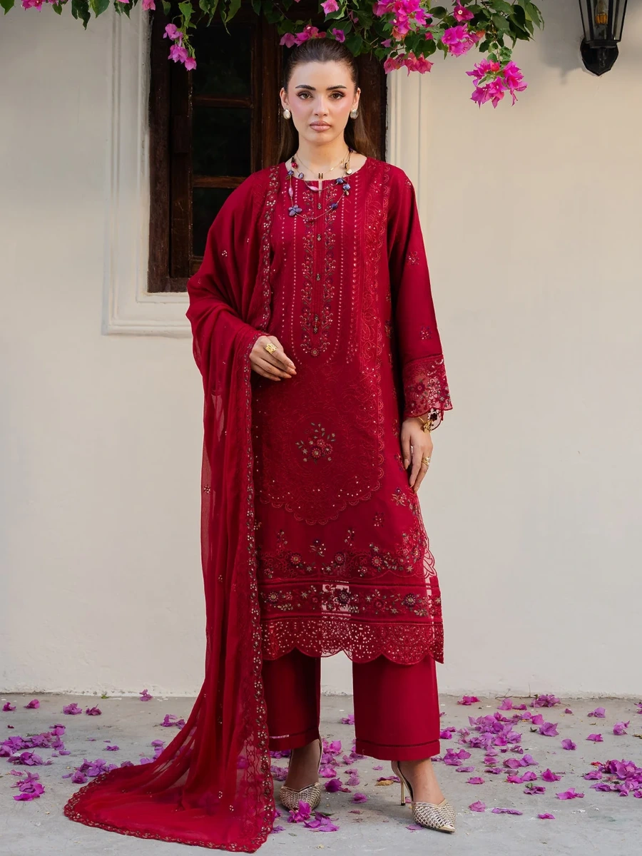 EMBROIDERED LAWN SUIT 3 PC