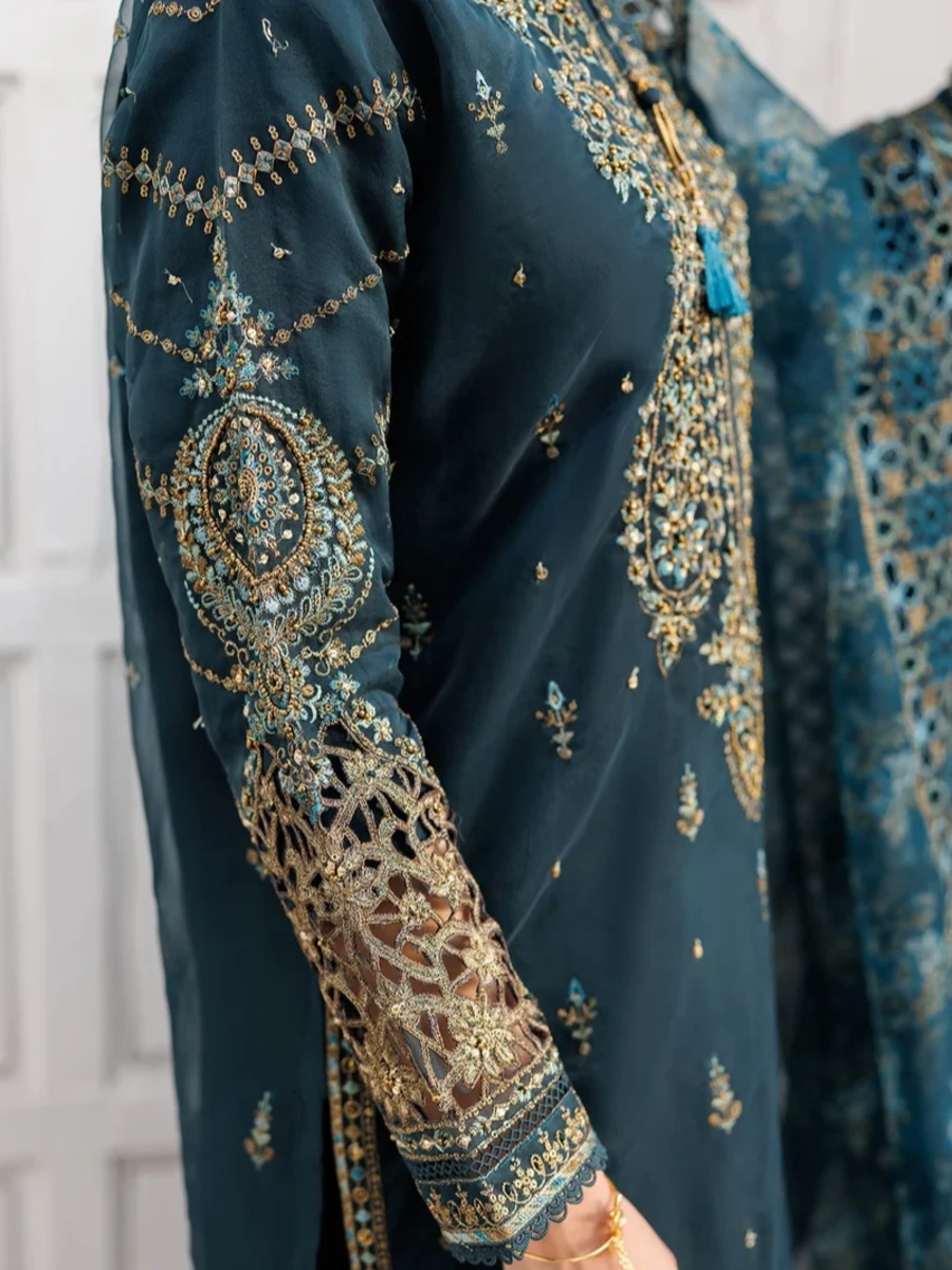EMBROIDERED LUXURIOUS ORGANZA PARTY WEAR SUIT 3 PC