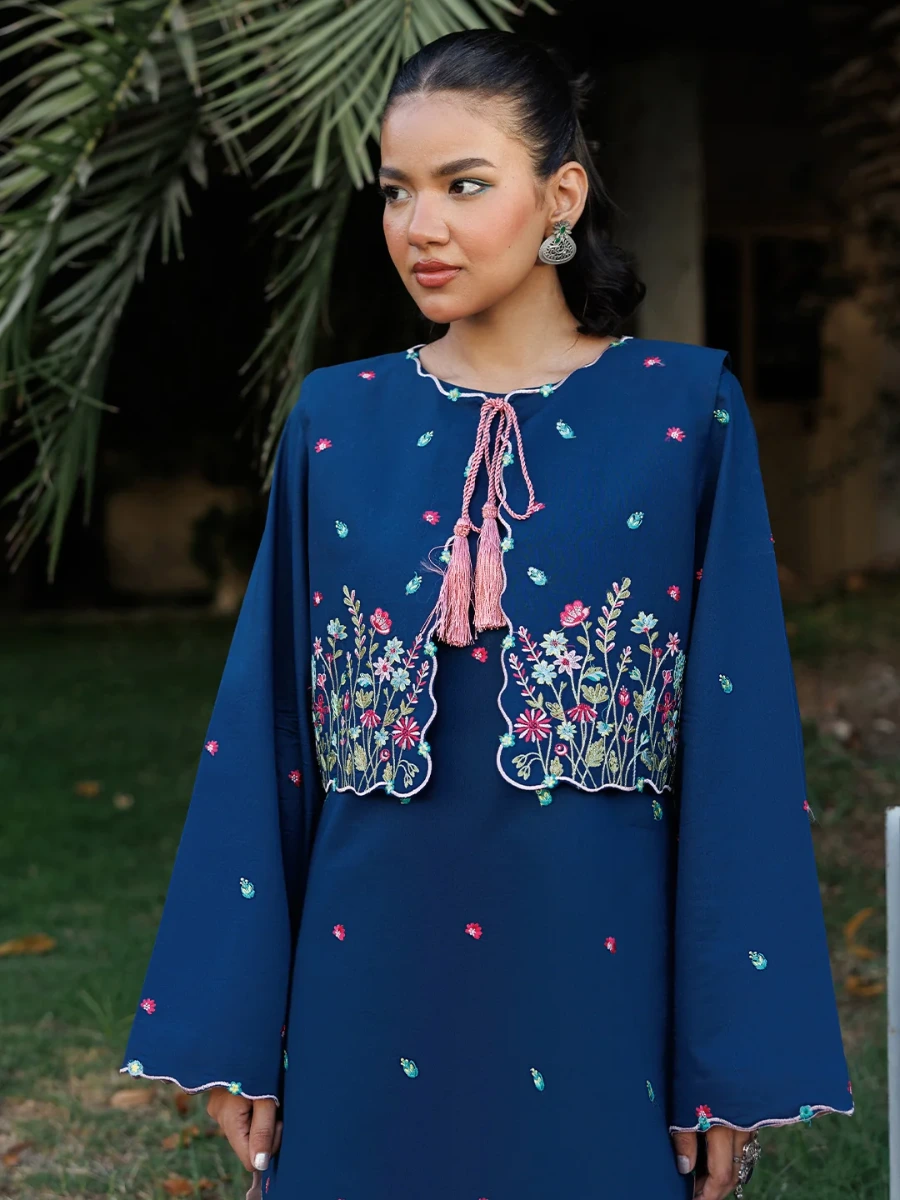 EMBROIDERED SUIT PAIRED WITH STATEMENT KOTI 3 PC