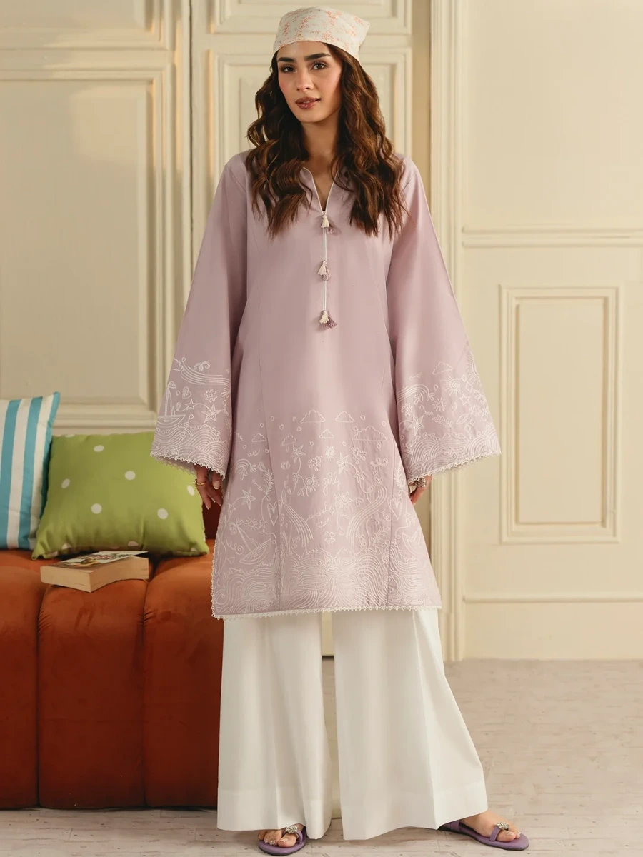 DAY DREAM LILAC EMBROIRDERED SET 2 PC