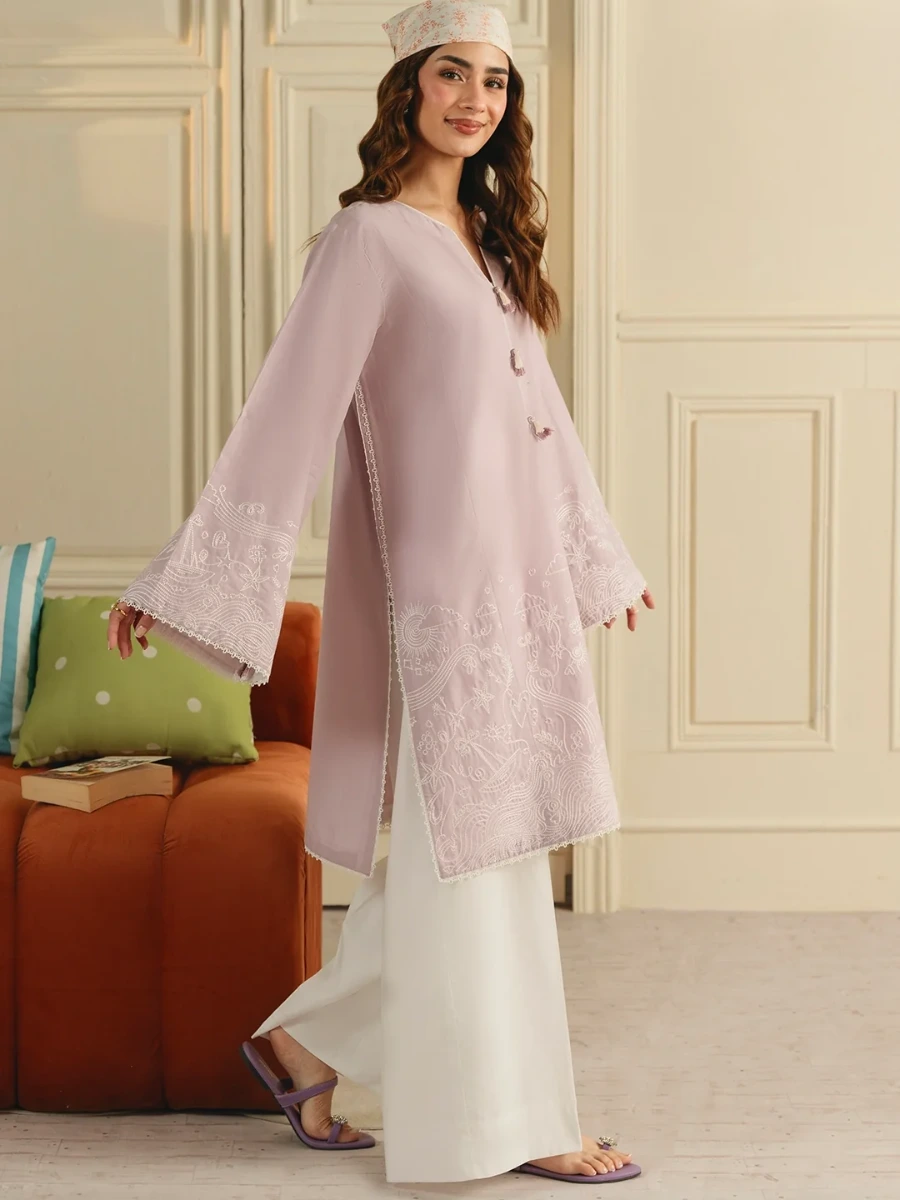 DAY DREAM LILAC EMBROIRDERED SET 2 PC