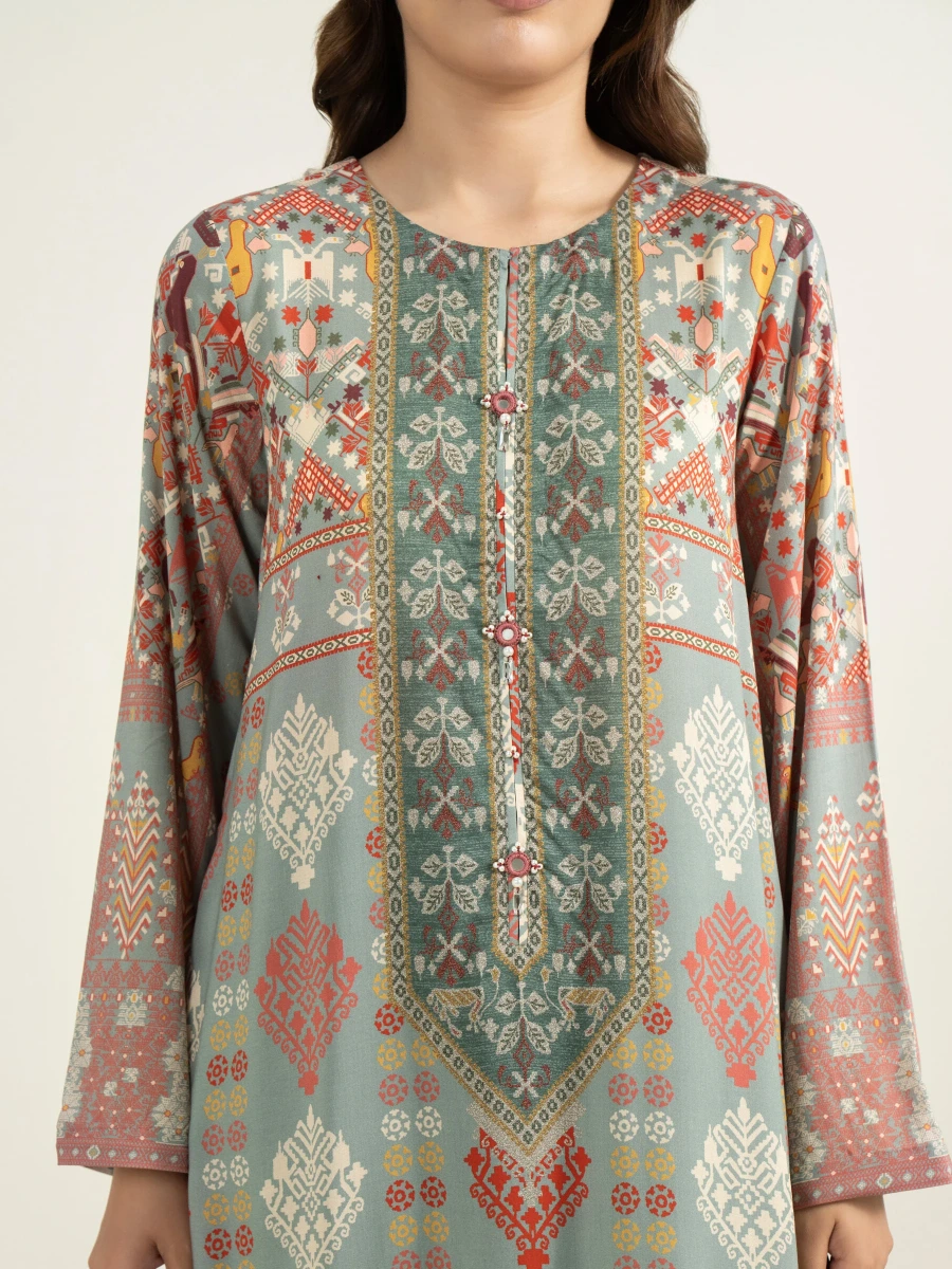 PRINTED RAW SILK SUIT 3 PC